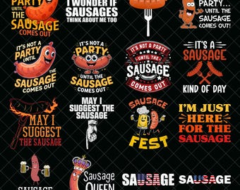 Wurst PNG Bundle, Lustige BBQ Party Essen Zitate Sublimation, Oktoberfest Wurst Fest Humor PNG, Grillen Cookout Digital Download
