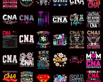 CNA PNG-Bundle, zertifizierte Pflegeassistenten-Designs mit floralem Retro-Leopardenmuster für Krankenschwestern, Sublimationsdruck, digitaler Download