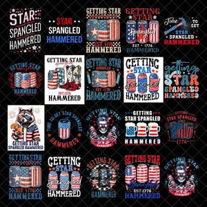 Getting Star Spangled Hammered PNG, Fun American Shirt Design, 4th of July PNG, Cool Patriotic Shirt PNG, Funny Summer Design, Patriotic png