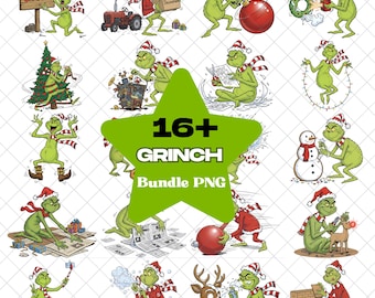 Grinch-Weihnachtspaket (PNG), Fröhliche Grinchmas (PNG), Lustiger Grinch (PNG), Retro-Weihnachten (PNG), Weihnachtsfilm (PNG), Grinch-Hand (PNG)