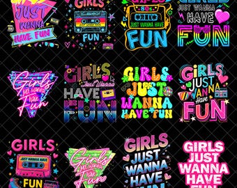 Mädchen wollen einfach nur Spaß haben (PNG-Bundle), Neon-Retro-PNG der 80er, Pinker Retro-Stil der 80er (PNG), Mädchenausflug (PNG), Neon-PNG, Retro-Dreieck-Sublimation