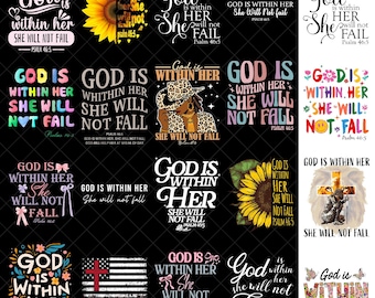 Gott ist in ihr, sie wird nicht fallen PNG-Bundle, christliche Bibelvers-Sublimation, Kokette christliches Png, religiöser Glaube PNG