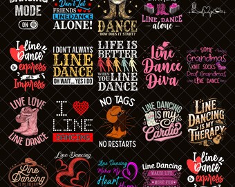 Pacote PNG de dança em linha, download digital de dança country, amigos não deixam amigos dançarem em linha sozinhos, design de camiseta de terapia de dança em linha