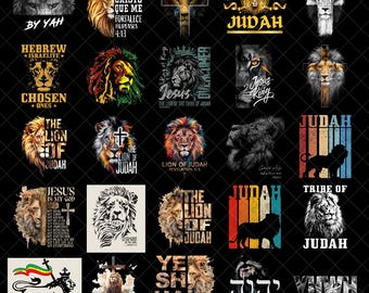 Löwe von Juda PNG Bundle, Christliche Sublimation Designs, Bibelvers Religiöse PNG, Hebräisch Israelit Jesus Yeshua Digital Download Clipart