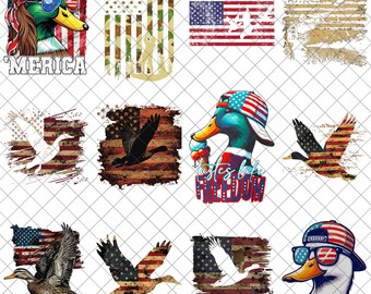 Entenjagd-PNG-Bundle zum 4. Juli, Rot-Weiß-Blaues Tarnmuster (PNG), Entenpfeife, Sublimationsdesign für Jungen zum Unabhängigkeitstag (4. Juli)