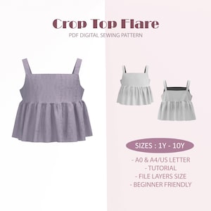 Ruffle Crop Top Sewing Pattern: Baby & Kids Flare (PDF Pattern)