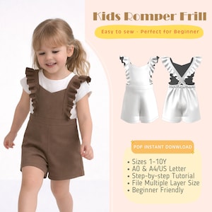 Toddler Romper Sewing Pattern PDF | Easy Baby Playsuit | Kids Jumpsuit | Size 1-10y | Instant Download