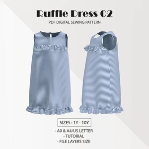 Ruffle Dress PDF Sewing Pattern: Baby & Kids (Sizes 1-10Y) (Digital Download)