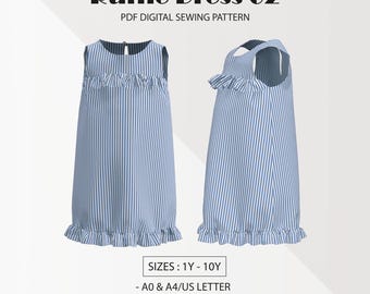 Ruffle Dress PDF Sewing Pattern: Baby & Kids (Sizes 1-10Y) (Digital Download)