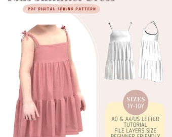 Girls Dress Sewing Pattern PDF | Toddler Flare Dress | Beginner Friendly | Size 1-10y | Instant Download