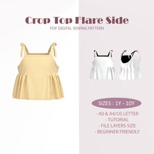 Crop Top Flare Sewing Pattern: Baby, Kids, Toddler (PDF Pattern)