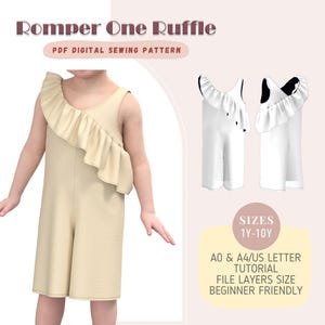 Romper Sewing Pattern PDF | Toddler Jumpsuit | Sizes 1y-10y | Instant Download | Beginner Friendly