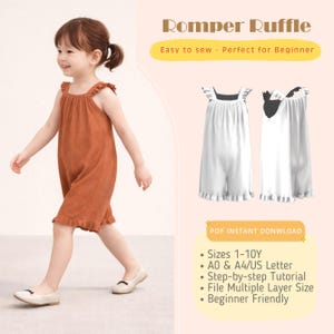Toddler Romper Sewing Pattern PDF | Kids Jumpsuit Short | Sizes 1-10y | Beginner Friendly | Instant Download