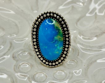 Kingman Turquoise and sterling silver ring. size 9