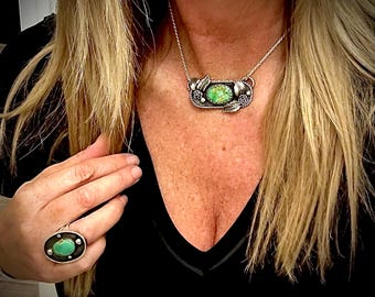 Turquoise Mountain and sterling silver pendant (pendant only)