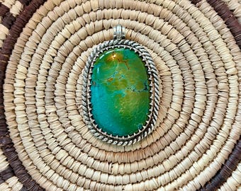 Hubei Turquoise and sterling silver pendant