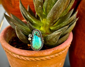 Sleeping Beauty Turquoise and sterling silver ring. size  8.5