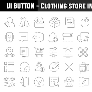 UI button icons for E-Commerce | Clothing Store Interface Icons – 40 Line Icons Set