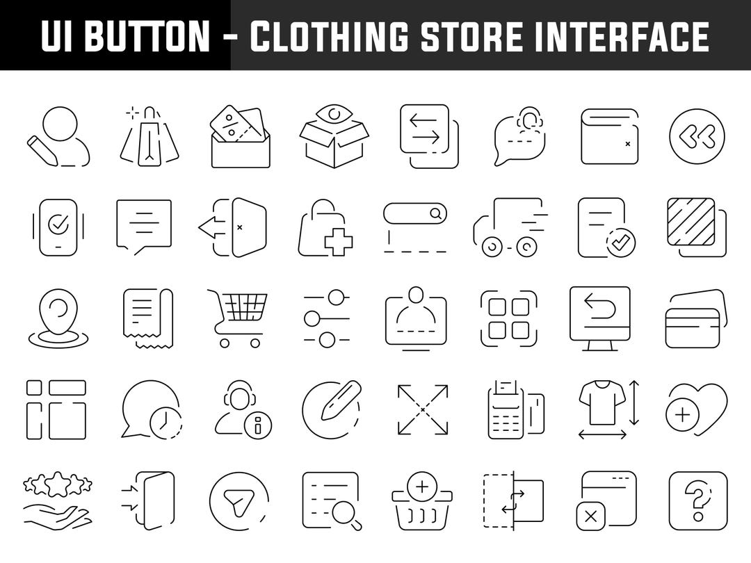 Shop Gui Button Icon UI Button Icons for E-commerce | Clothing Store Interface Icons – 40 ...