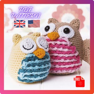 Cute two owls Crochet Amigurumi Pattern, PDF in English