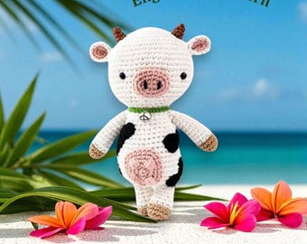 Crochet Cow Amigurumi Pattern, PDF in English