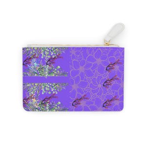 Mini Clutch Bag - Purple Floral Design, Cute Gift Idea, Small Handbag, Purse Organizer, Evening Bag, Party Accessory
