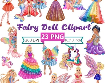 Fairy Princess Mermaid Clipart | Fantasy Dolls PNG Bundle (Digital Download)