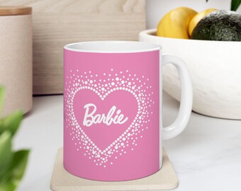 Barbie Heart Sparkle Mug | Pink Ceramic Coffee Cup