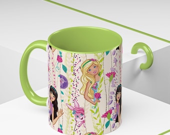 Girl Dolls Pattern Mug | Accent Coffee Mug