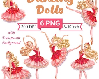 Dancing Doll Clipart Bundle | 6 PNG | 300 DPI