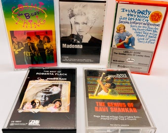 Vintage Cassette Tape Grab Bag (Curated 5-Pack) (50+ Genres) (New Wave, Pop Divas, Dad Rock) (+ Sale: Country, R&B, Crooners, Celtic, more!)