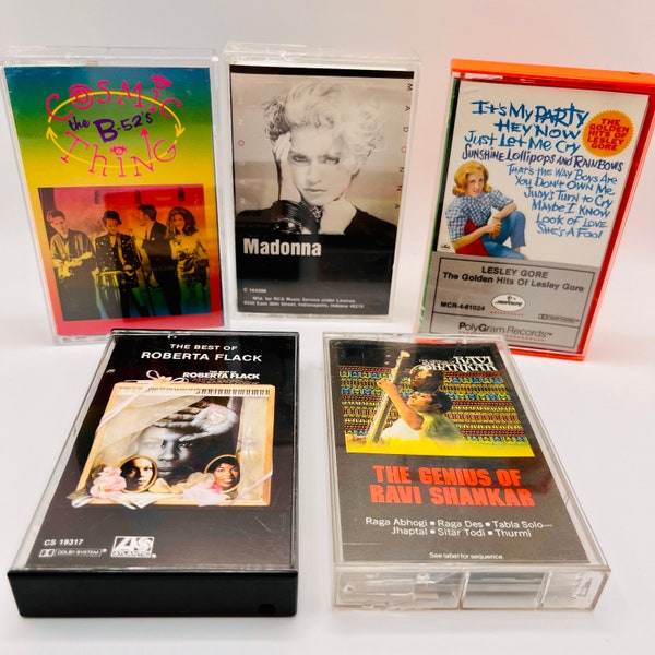 Vintage Cassette Tape Grab Bag (Curated 5-Pack) (50+ Genres!) (New Wave, Soul, Hair Metal, Pop Divas) (+ Sale: R&B, Celtic, Crooners, more!)