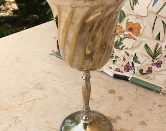 Vintage Silver Plated Kiddush Cup with Swirl Design, Made in Israel