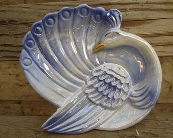 Vintage Blue and White Swan Plate Home Decor