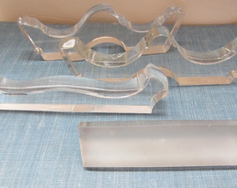 Collection of 4 Unique Glass Knife Rests Table and Kitchen Decor Collectibles Vintage