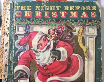 Weihnachten Vintage Kinderbücher Kleine goldene Bücher Die Geschichte von Jesus und die Nacht vor Weihnachten 1940er Jahre