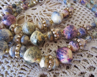 Multi Colored Wooden Beaded Vintage Necklace