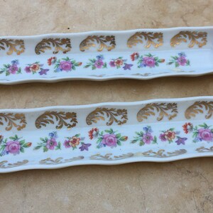 Set of Two Appetizer or Trinket Trays Made in France Hand Painted Poreclaine de France