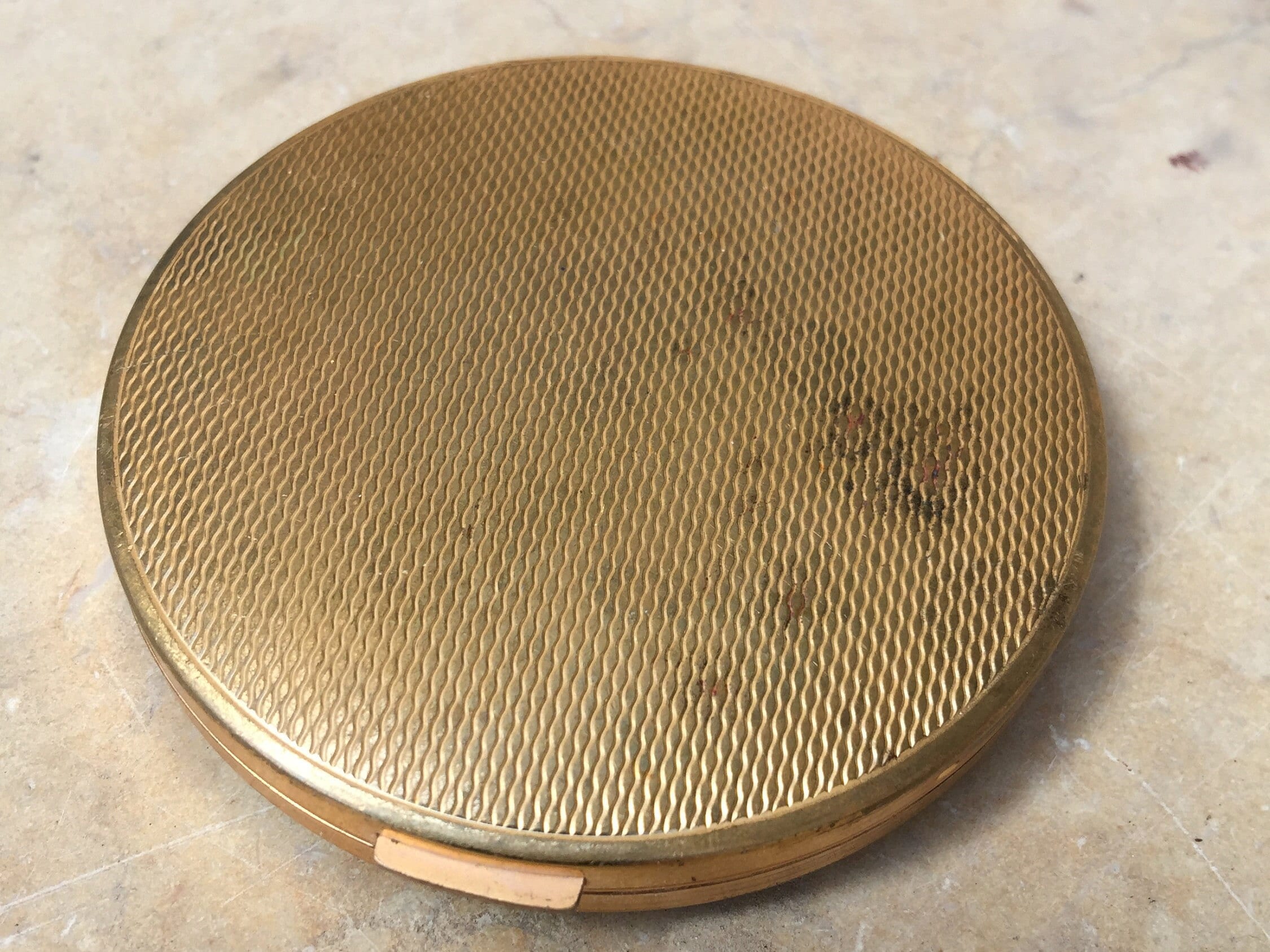 1950s Gold Powder Compact, Swiss Made Vintage Makeup Mirror