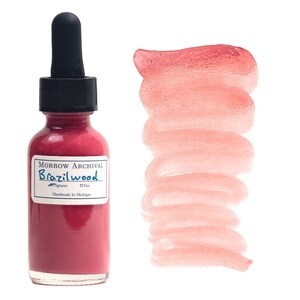 Bouteille d'encre aquarelle faite main en bois de rose du lac Brazilwood | Cadeau d'artiste de flacon compte-gouttes d'encre aquarelle aquarelle à pigment unique naturel