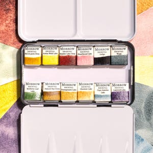 Alle natürlichen Pflanzen Aquarell 12 Palette |  Handgemachte Einpigmentfarben