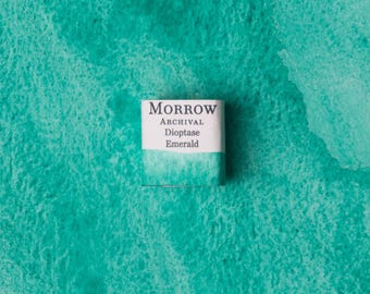 Acuarela verde dioptasa esmeralda / Pigmento mineral natural hecho a mano