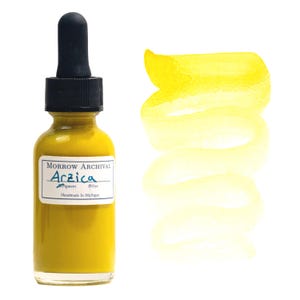 Botella de tinta de acuarela Arzica Weld Lake Yellow hecha a mano / Botella con gotero de tinta de acuarela Aquarelle de un solo pigmento totalmente natural, regalo de artista