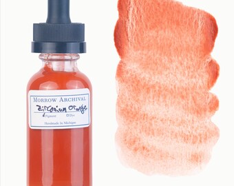 Zirconium Orange Watercolor Ink | Handmade, PR232 Pigment