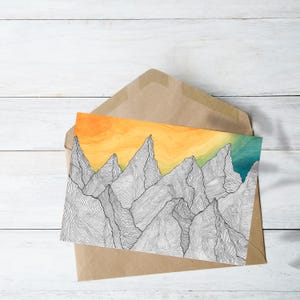 Carte postale montagne - Art impression, illustration, d'art imprimable, tirages téléchargeables