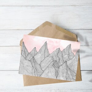 Carte postale montagne - Art mural impression, illustration, poster cuisine, décoration, affiche d'art imprimable, tirages téléchargeables