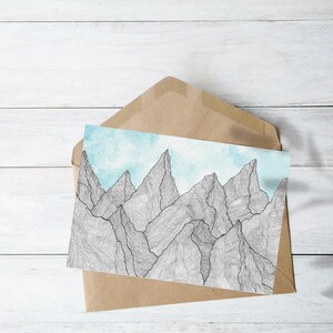 Postal de montaña: impresión artística, ilustración, arte imprimible, impresiones descargables