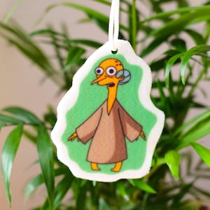 Mr. Burns Car Air Freshener – Simpsons “I Bring You Peace” Alien Quote – Funny Retro Cartoon Gift – Add Your Own Scent