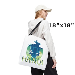 Vietnamese Tote Bag, Hanoi Souvenir Market Tote, Asian Travel Shoulder Bag, Travel Gift for Her, Vietnam Architecture Handbag