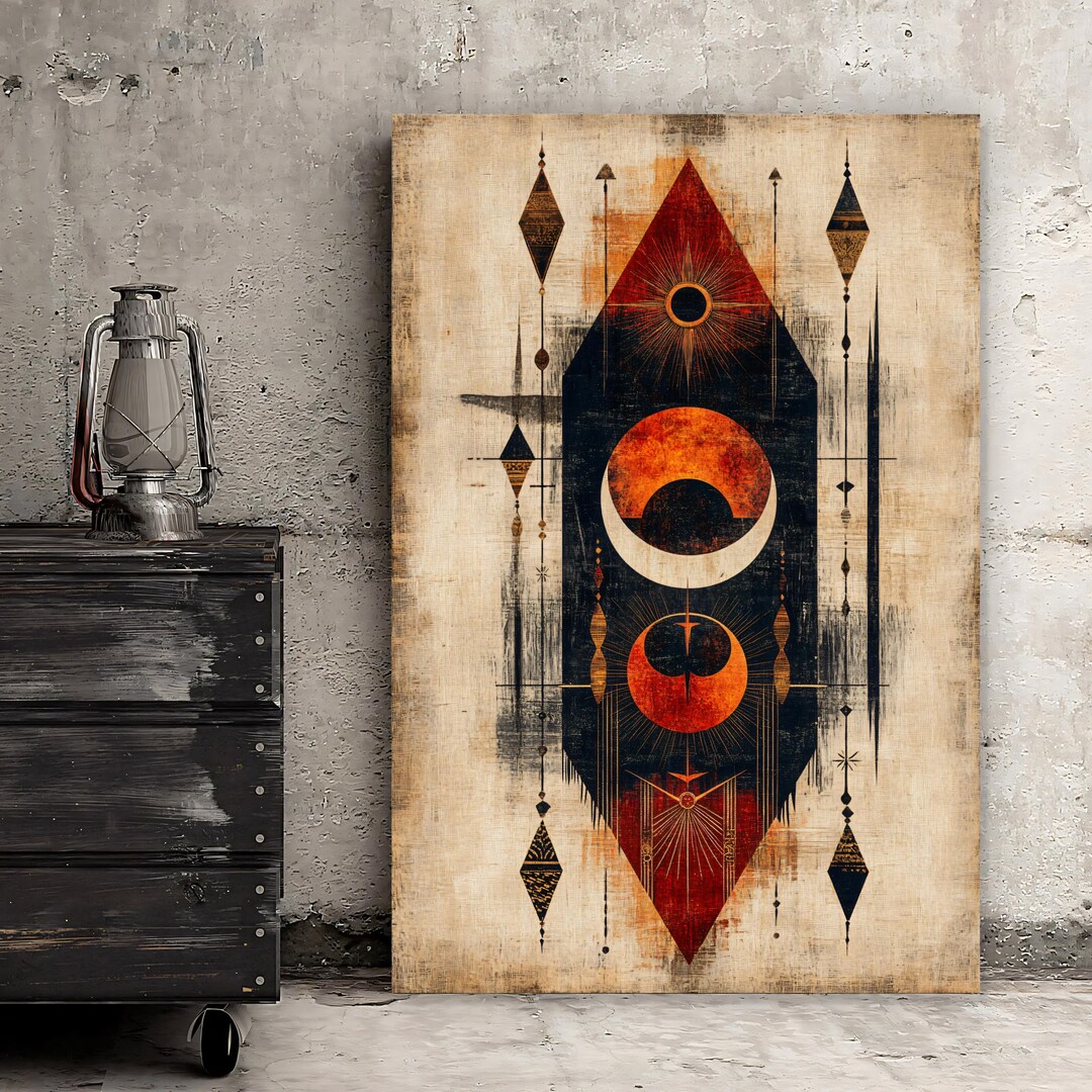 Celestial Eclipse Poster – Sun and Moon Sacred Geometry Wall Art ...